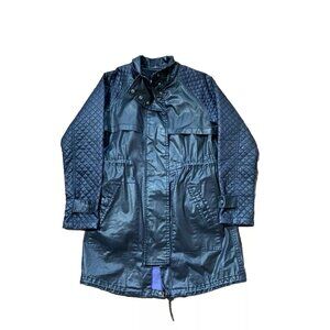 Current Elliott Quilted Anorak Jacket Parka Coat 1 Small Black Removable Lining